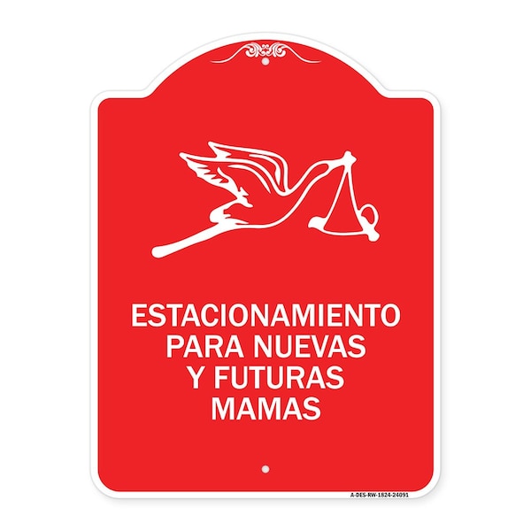 Signmission Estacionamento Para Nuevas Y Futuras Mamas, Red & White Aluminum Sign, 18" x 24", RW-1824-24091 A-DES-RW-1824-24091 - main